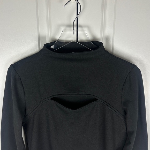 Express Black Body Contour Mock Neck Cutout Bodysuit - Picture 7 of 8